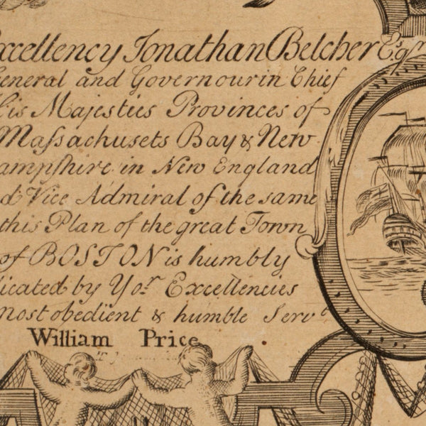 A new plan of ye great town of Boston in New England in America, with the many additionall [sic] buildings, & new streets, to the year, 1769 — detail 1
