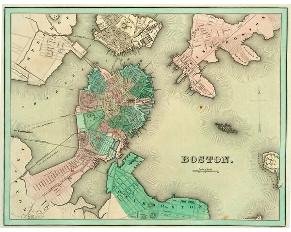 Boston from Bradford's Atlas, 1838 — 8×10 poster preview