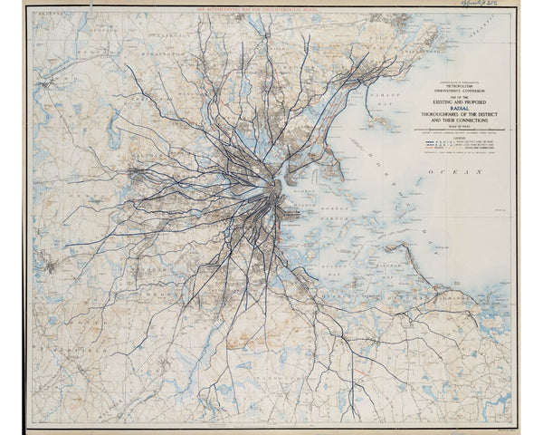 Boston Radial Thoroughfares, 1909 — 8×10 poster preview