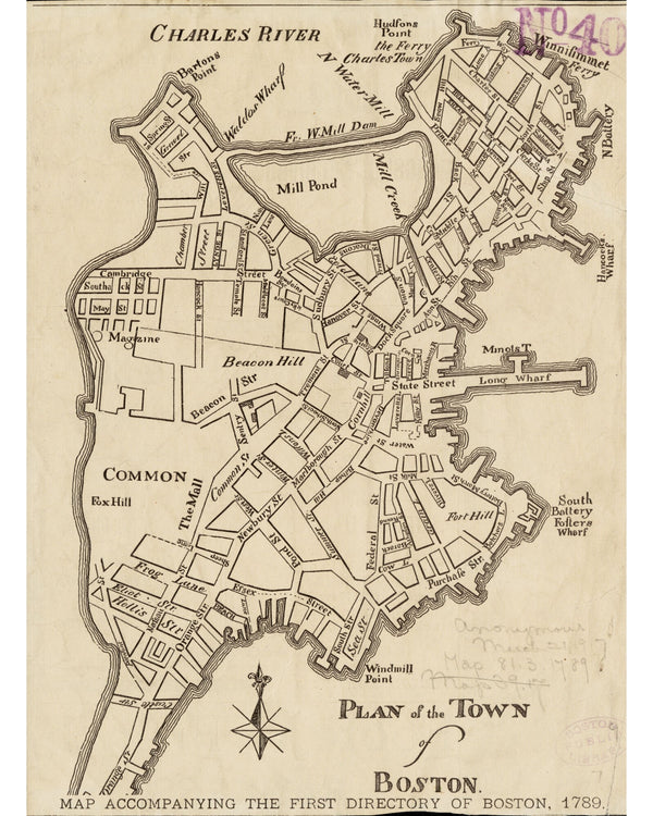 Boston First Directory Map, 1789 — 8×10 poster preview