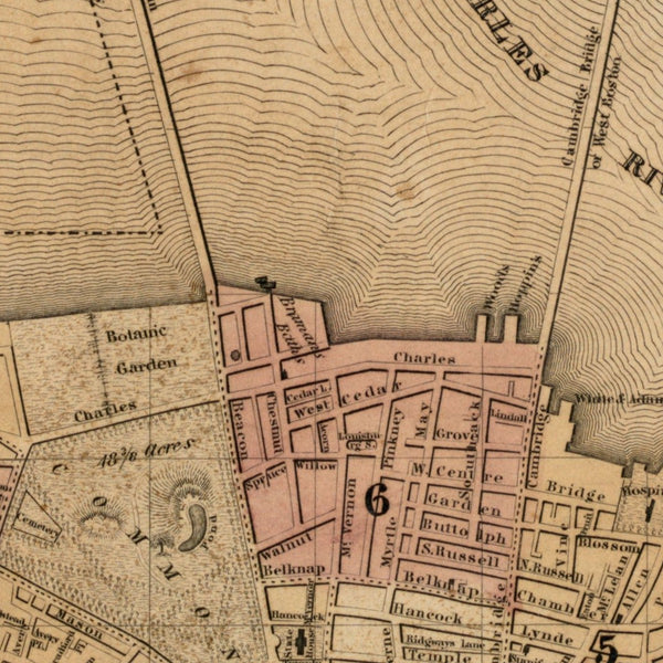 A new & complete map of the city of Boston, with part of Charlestown, Cambridge & Roxbury — detail 1