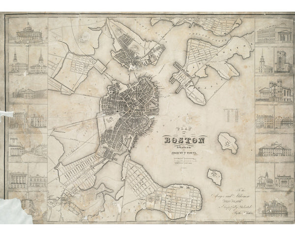 Boston with Building Views, 1835 — 8×10 poster preview