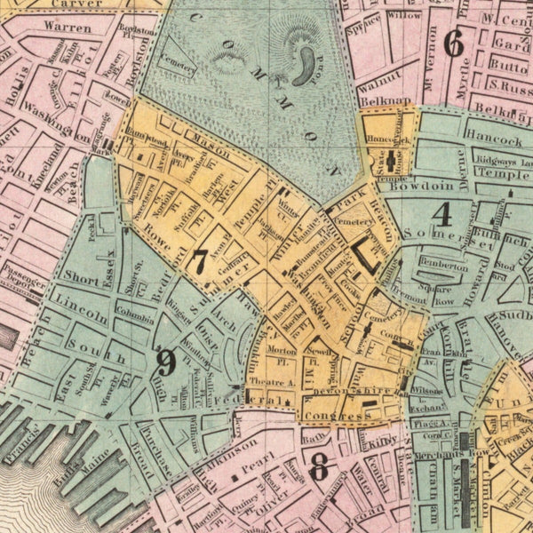 A new & complete map of the city of Boston, with part of Charlestown, Cambridge & Roxbury — detail 1