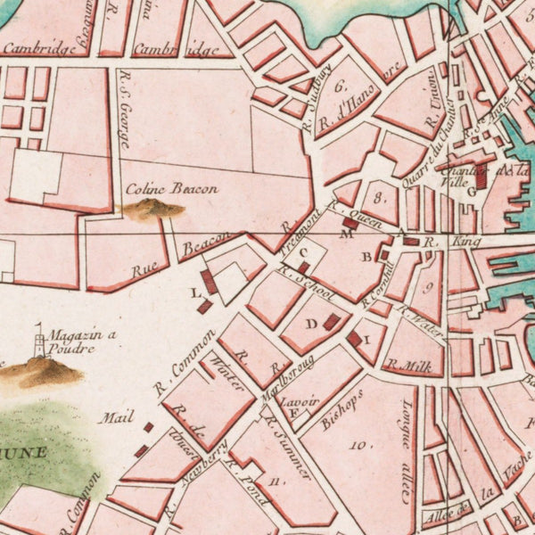 Plan de la ville et du port de Boston — detail 1