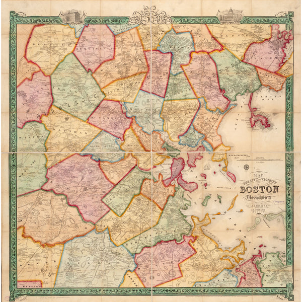 Boston and Vicinity, 1853 — 10×10 poster preview