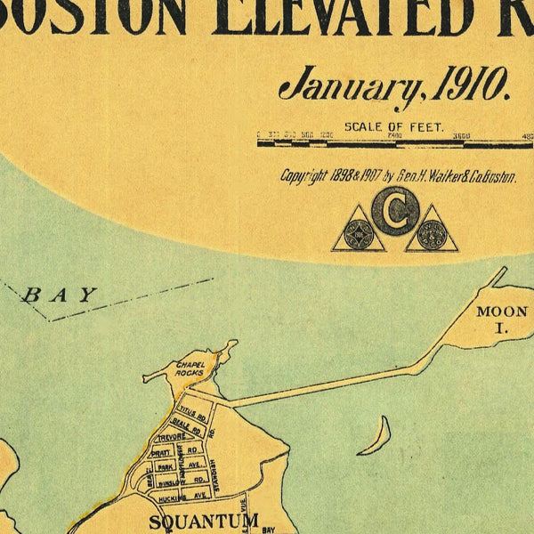 Map of Boston and vicinity, showing tracks operated by the Boston Elevated Railway Co. January, 1910 — detail 1