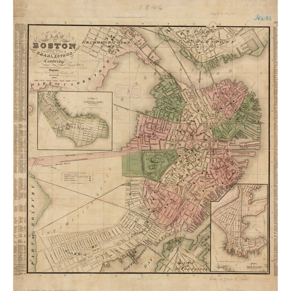 Boston Wards with Charlestown & Cambridge, 1846 — 10×10 poster preview