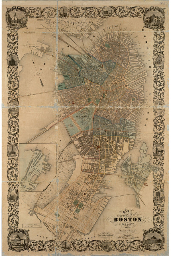 Boston with Building Views, 1852 — 12×18 poster preview