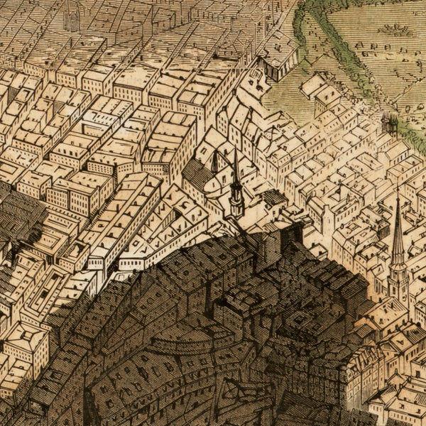 Bird's-eye view of Boston, showing the burned district — detail 1